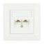 Data Outlet 2xRJ45 unshielded Cat.5e, 80x80mm,angled,RAL9010 thumbnail 1