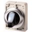 M30I-FWLK3-W Illuminated selector switch actuator, RMQ-Titan, with thumb-grip, momentary, 3 positions, White, Front ring stainless steel thumbnail 1
