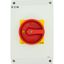 T5B-4-15682/I4/SVB Main switch, T5B, 63 A, surface mounting, 4 contact unit(s), 6 pole, 1 N/O, 1 N/C, Emergency switching off function, With red rotary handle and yellow thumbnail 26