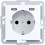 SCHUKO wall socket, earthed, 2 x USB C (PD), A.x/C.x, white glass. thumbnail 1