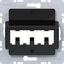 Central plate for 3 MINI-COM modules, A.x/C.x/S.x/B.x/Q.x/K.x, black glass. thumbnail 1