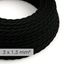 Large section electric cable 3x1,50 twisted - covered by rayon Black TM04 thumbnail 1