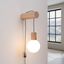 WALL LAMP WITH SWITCH ON CABLE GLASS LAMP SHADE WOODEN ELEMENTS ON G9 thumbnail 12