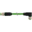 M12 male 0° / M12 female 90° D-cod. shielded PUR 1x4xAWG22 gn 10m thumbnail 1