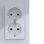 Double SCHUKO wall socket, high, A.1, titanium thumbnail 1