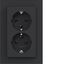 Double SCHUKO wall socket, tall, A.1, matte night black thumbnail 1