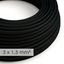 Large section electric cable 3x1,50 round - covered by rayon Black RM04 thumbnail 1
