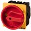 P3-100/EA/SVB/N/HI11 Main switch, P3, 100 A, flush mounting, 3 pole + N, 1 N/O, 1 N/C, Emergency switching off function, With red rotary handle and yellow locking ring, Lo thumbnail 1