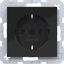 SCHUKO wall socket, screw lift terminals, A.x/C.x, night black glass. thumbnail 1