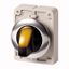 M30C-FWLK3-Y Illuminated selector switch actuator, RMQ-Titan, With thumb-grip, momentary, 3 positions, yellow, Metal bezel thumbnail 1