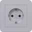 SCHUKO wall socket with cover, Safety Plus, plug-in class C.1 titanium thumbnail 1