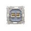 IP44 socket outlet with Schuko earthing, shutters and frame seal - transparent flap, satin, metallized, 16A thumbnail 2