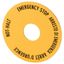 Emergency stop label, Yellow, black lettering, Round, 60 mm, de, en, fr, it, Front dimensions 25 × 25 mm thumbnail 3