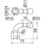Fixed ball point D 20mm angled (90°) with M16 female thread thumbnail 2