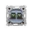 Double socket outlet with earthing and shutters - Czech pin system, Silver matt, metalic, 16A thumbnail 2
