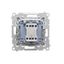 Double socket outlet with earthing for IP44 version with frame seal, without shutters, (module), Simon 24, IP20/IP44, 16A, champagne matt, Flap color: Same as a cover thumbnail 2