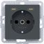 SCHUKO wall socket with earth connection, 2 x USB C (PD), A.x/C.x, anthracite. thumbnail 1