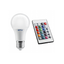 LED Bulb E27 RGBW, A60, 9 W, 830 lm, AC220-240V, 200°, remote control thumbnail 1