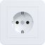 SCHUKO wall socket with cover plate, plug-in type, C.1, matte light white thumbnail 1
