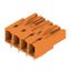 PCB plug-in connector, female header, closed side, THT solder connection, 5.08 mm, Number of poles: 4, 90°, Solder pin length (l): 3.2 mm, tinned, orange, Box thumbnail 1