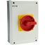 T5B-4-15682/I4/SVB Main switch, T5B, 63 A, surface mounting, 4 contact unit(s), 6 pole, 1 N/O, 1 N/C, Emergency switching off function, With red rotary handle and yellow thumbnail 63