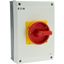 T5B-4-15682/I4/SVB Main switch, T5B, 63 A, surface mounting, 4 contact unit(s), 6 pole, 1 N/O, 1 N/C, Emergency switching off function, With red rotary handle and yellow thumbnail 33