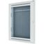 Flush mounting/hollow wall structured wiring enclosure with transparent panel, complete, white, 4-row type with mounting plate, 100 mm mounting depth thumbnail 1