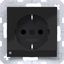 SCHUKO wall socket, orient. LED, screw terminals, A.x/C.x, black glass. thumbnail 1