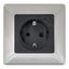 Power socket 2K + Z 16A 250V with protective shutters. Screwless clamps. With front panel. Anthracite thumbnail 2