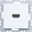 HDMI socket with 90° plug connection, A.x/C.x, light white glass. thumbnail 1