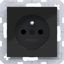 Wall socket earth pin, Safety Plus, plug-in type, A.x/C.x, black glass thumbnail 1