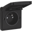 Splashproof socket outlet 16 A/250 Vac with pin earthing, shutters and with plug-in terminals, black thumbnail 1