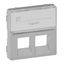 Cover plate Valena Life -double RJ45/RJ45+RJ11 socket -with label holder -alu thumbnail 1