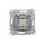 Double socket outlet with earthing for IP44 version with frame seal, without shutters, (module), Simon 24, IP20/IP44, 16A, champagne matt, Flap color: Transparent thumbnail 2