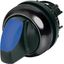 M22S-WRLK-B Illuminated selector switch actuator, RMQ-Titan, With thumb-grip, maintained, 2 positions, Blue, Bezel: black thumbnail 1