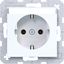 SCHUKO wall socket, text field, plug-in type, A.x/C.x, light white glass thumbnail 1