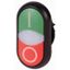 M22S-DDLM-GR-X1/X0 Double actuator pushbutton, RMQ-Titan, Pushbutton actuator I and indicator light flush, pushbutton actuator 0 non-flush, momentary, White lens, green, thumbnail 1