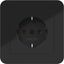 SCHUKO wall socket with cover plate, push-in latch, C.1 night black glazed. thumbnail 1