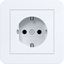 SCHUKO wall socket with cover, Safety Plus, plug-in class C.1 white gloss. thumbnail 1