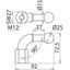 Fixed ball point D=25mm, angled (90°) with M12 female thread thumbnail 2