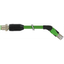 M12 male 0° D-cod. / RJ45 45° right shielded PUR 1x4xAWG22 gn 1.5m thumbnail 1