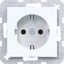 SCHUKO wall socket, screw lift terminals, A.x/C.x, light white glass. thumbnail 1
