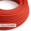 Large section electric cable 3x1,50 round - covered by rayon Red RM09 thumbnail 1