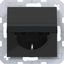 SCHUKO wall socket, self-closing compartment, push-in, A.x/C.x black glass thumbnail 1