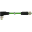 M12 male 90° / M12 female 0° X-cod. shielded PUR 4x2xAWG26 gn 0.3m thumbnail 2