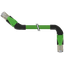 RJ45 male 45° right /RJ45 male 90° right shielded PUR 1x4xAWG22 gn 2m thumbnail 1