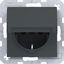 SCHUKO wall socket, self-closing compartment, plug-in terminal, A.x/C.x anthracite. thumbnail 1