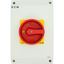 T5B-4-15682/I4/SVB Main switch, T5B, 63 A, surface mounting, 4 contact unit(s), 6 pole, 1 N/O, 1 N/C, Emergency switching off function, With red rotary handle and yellow thumbnail 27