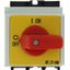 On-Off switch, P1, 40 A, service distribution board mounting, 3 pole, Emergency switching off function, with red thumb grip and yellow front plate thumbnail 1