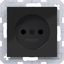 Wall socket without earth connection, Safety Plus, A.x/C.x, glossy black thumbnail 1